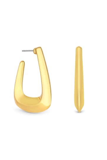 Jon Richard Gold Tone Angular Polished Hoop Earrings