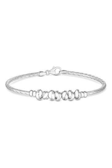 Simply Silver Silver Tone Love Knot Textured Bangle Bracelet