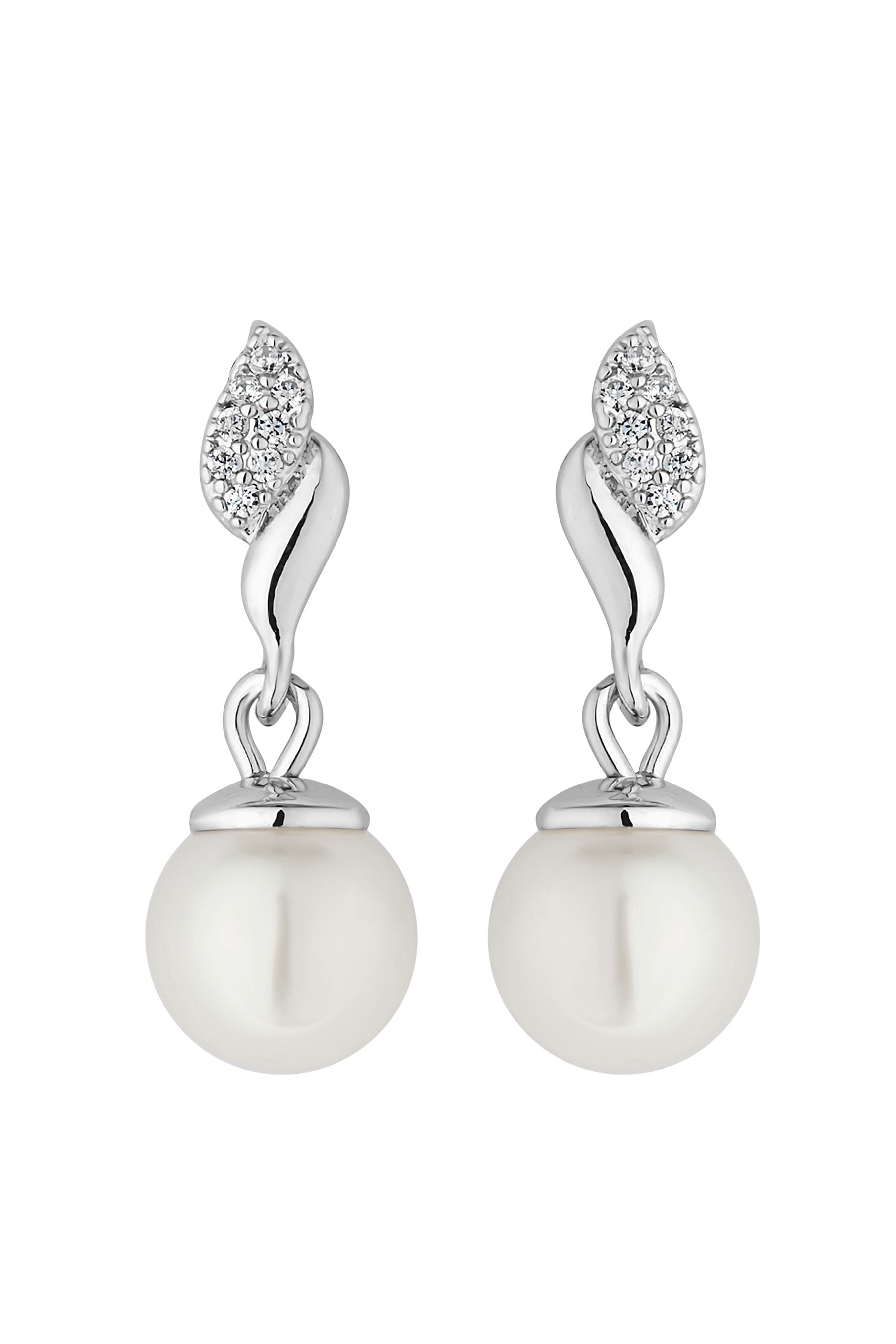 Buy Jon Richard Silver Tone Micro Pave Pearl Drop Earrings from