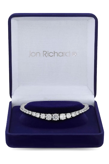 Jon Richard Silver Tone Cubic Zirconia Graduated Tennis Gift Boxed Bracelet