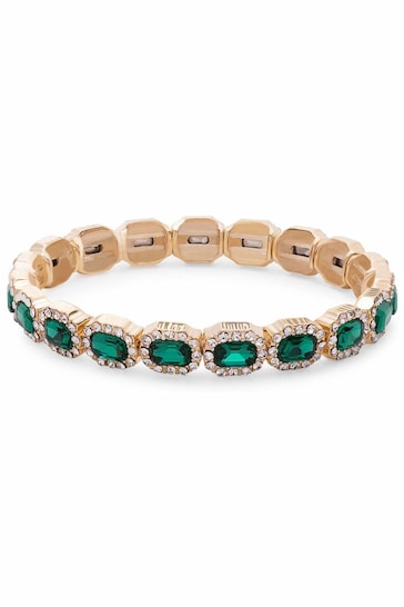 Jon Richard Green Emerald Crystal Rectangle Stretch Bracelet