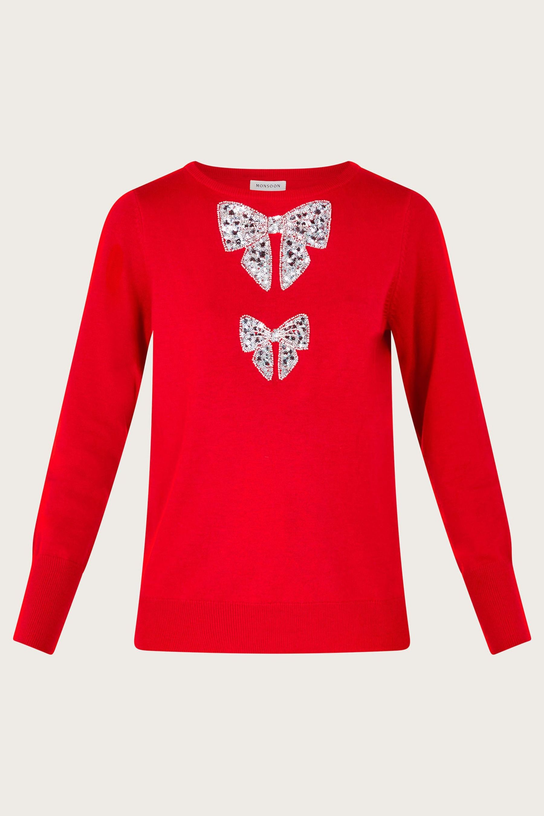 Monsoon Red Di Double Bow Jumper