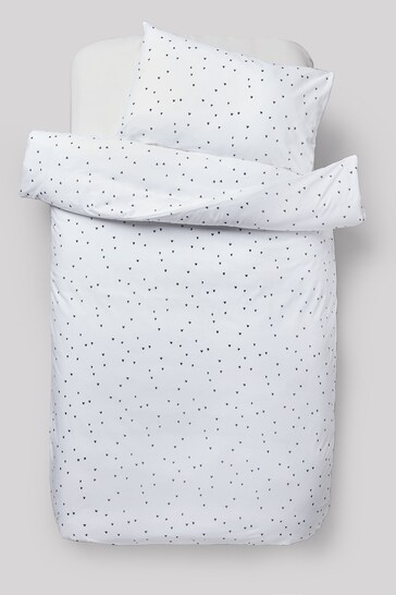 Black/White Hearts 100% Cotton Duvet Cover And Pillowcase Set