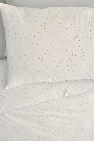 White Speckle Pattern 100% Cotton Printed Bedding Duvet Cover and Pillowcase Set