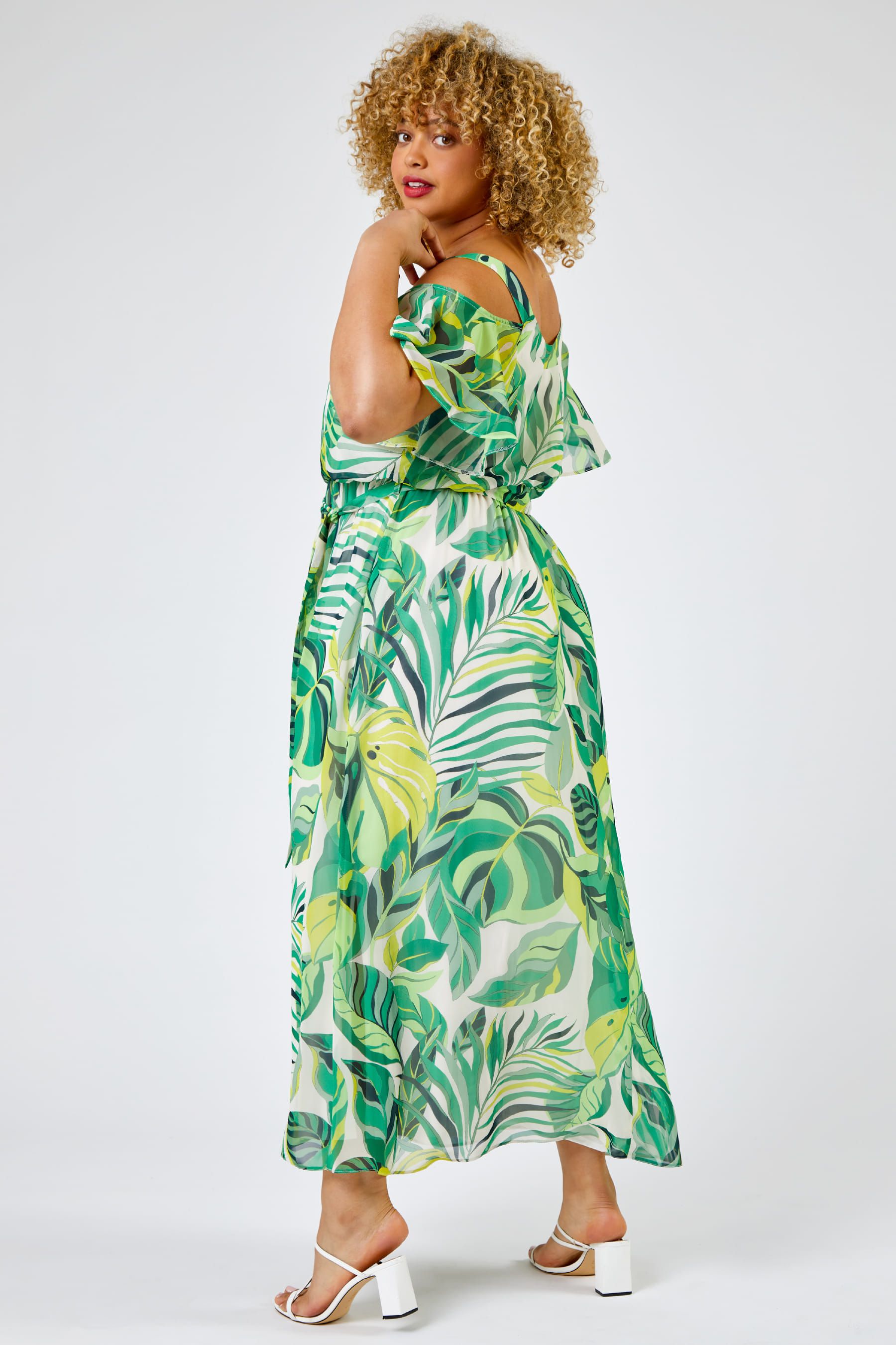 Off the shoulder on sale tropical maxi dress