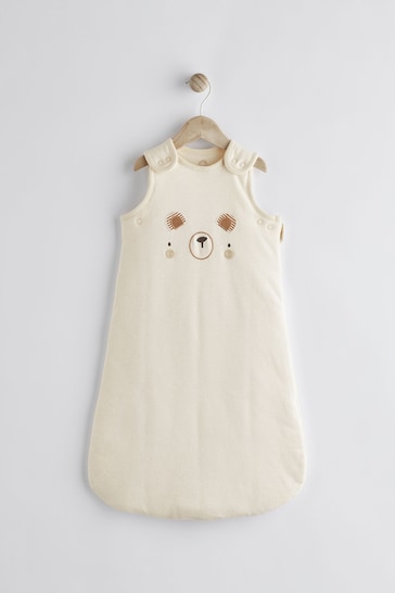 Beige Bear Face Baby 100% Cotton 2.5 Tog Sleep Bag