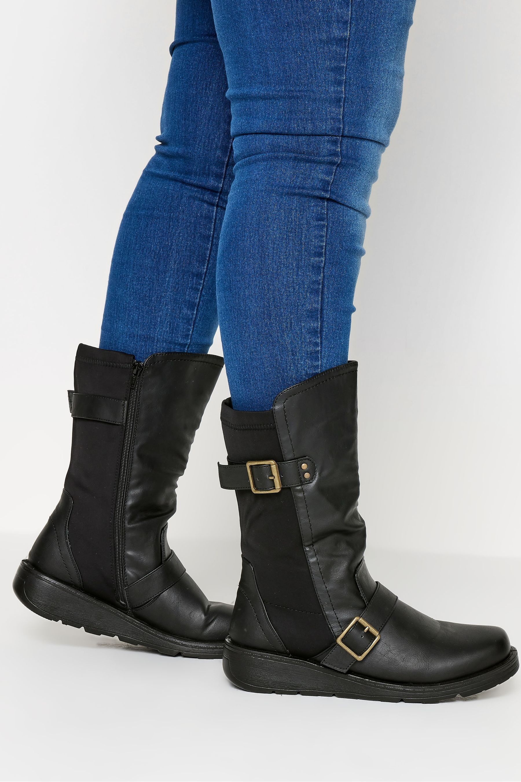 Wide fit buckle shop boots