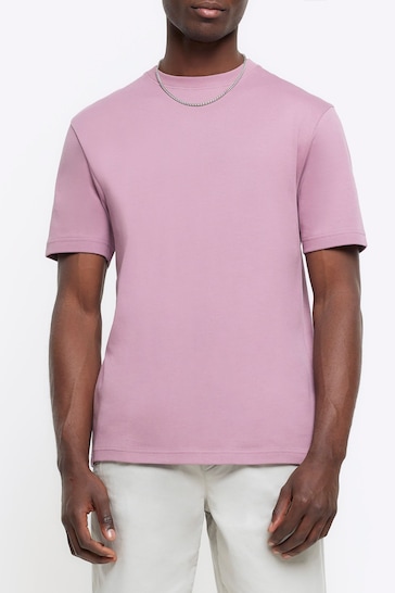 River Island Pink Studio Slim Fit T-Shirt