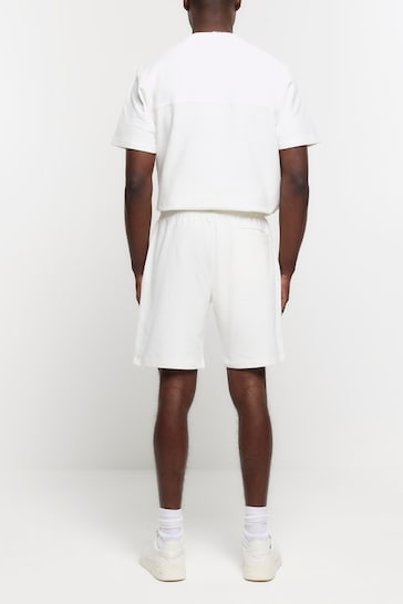River Island White Regular Fit Smart Texture Shorts