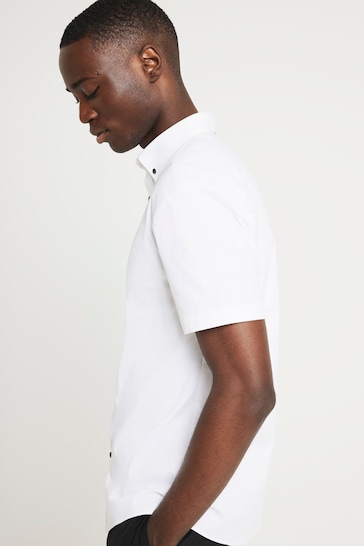 River Island White Muscle Fit Textured Shirt