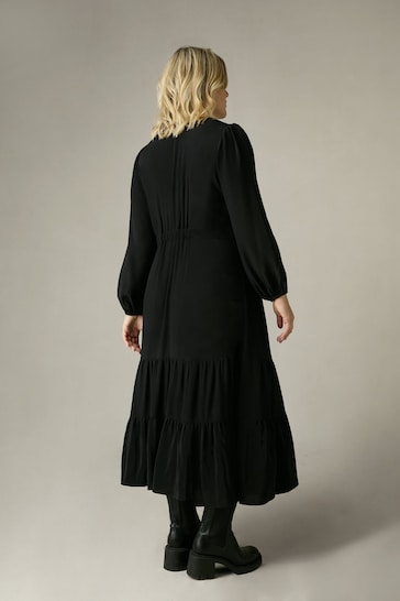 Live Unlimited Curve Button Through Midaxi Black Dress