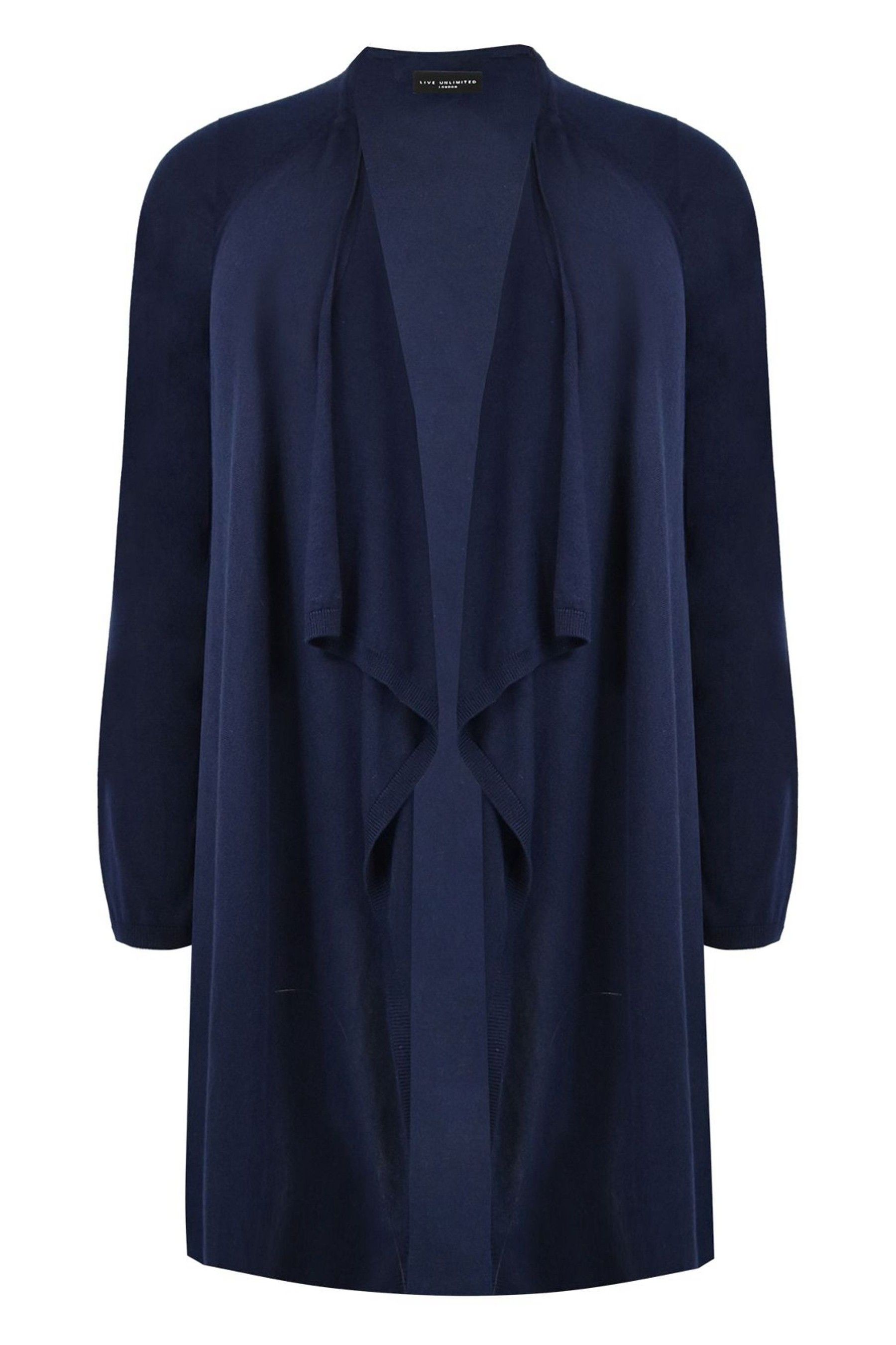 Buy Live Unlimited Blue Curve knitted Waterfall Cardigan from the
