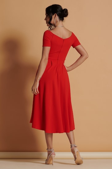 Jolie Moi Red Lenora Fit & Flare Midi Dress