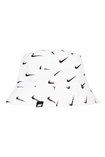 Nike White Little Kids Swoosh Bucket Hat