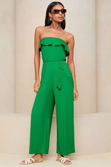Lipsy Green Jersey Bandeau Holiday Shop Jumpsuit