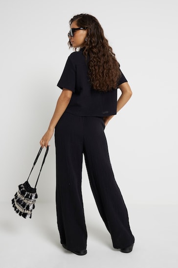 River Island Black Petite Linen Feel Double Faced Trousers