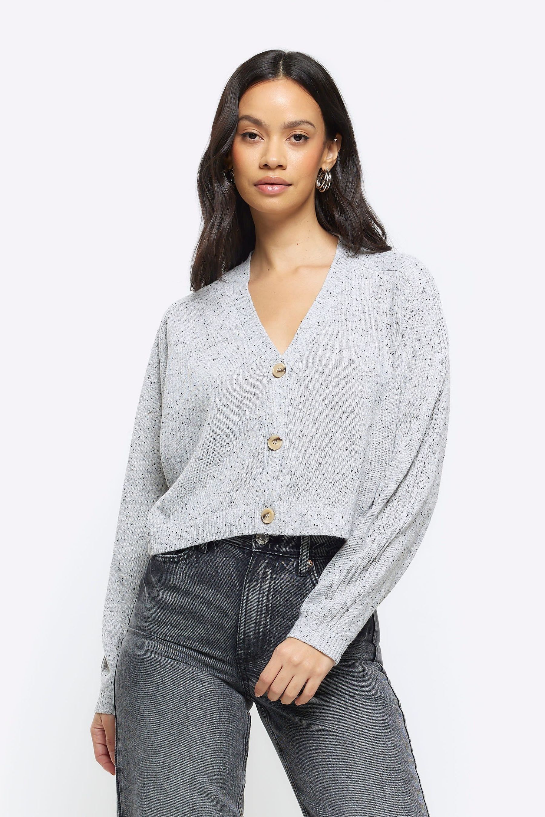 Button front cropped cardigan outlet