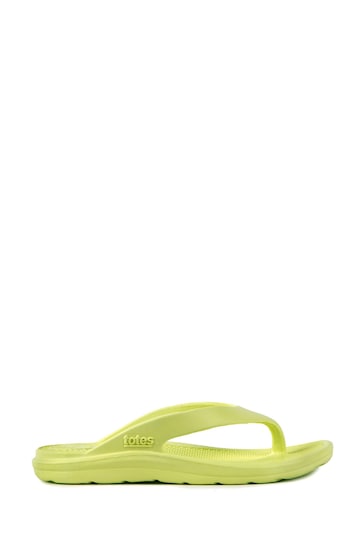 Totes Green Ladies Solbounce Toe Post Flip Flops Sandals