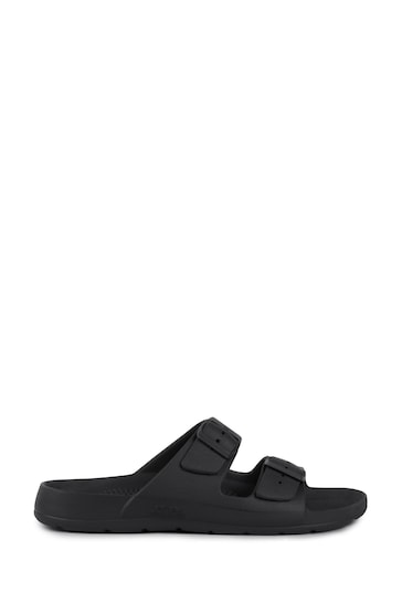Totes Black Solbounce Mens Adjustable Double Buckle Slides