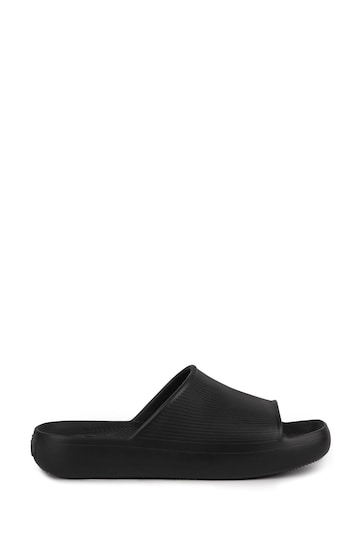Totes Black Solbounce Ladies Ribbed Slides