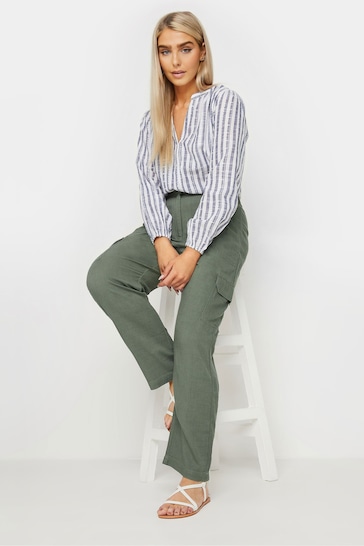 M&Co Green Relaxed Linen Cargo Trousers