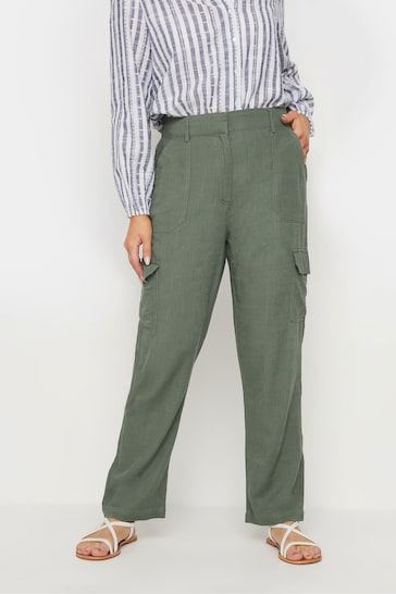 M&Co Green Relaxed Linen Cargo Trousers