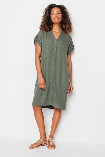 M&Co Khaki Green Linen Relaxed Shirt Dress