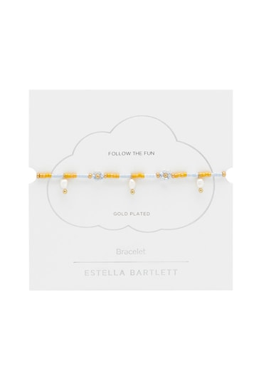 Estella Bartlett Gold Lilac, Yellow Pearl Flower Miyuki Bracelet - Gold Plated