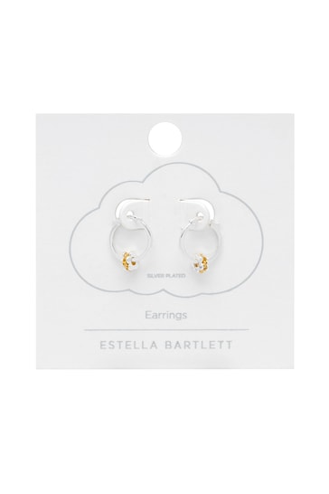 Estella Bartlett Silver Multi Flower Hoop Earrings