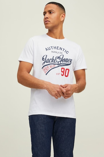 JACK & JONES Blue 3 Pack Short Sleeve Printed T-Shirts