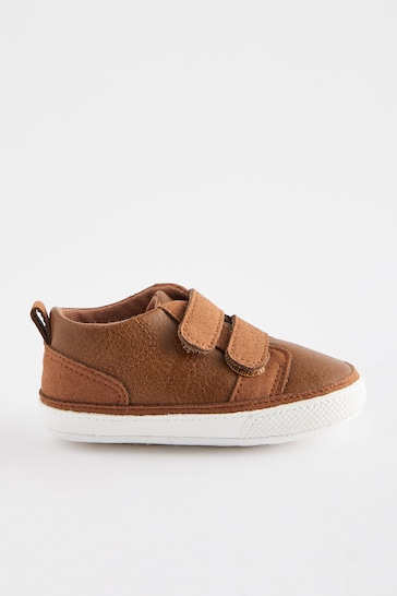 Tan Brown Two Strap Baby Trainers (0-24mths)