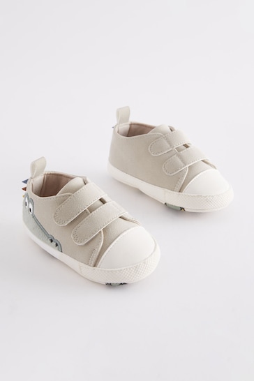 Neutral Crocodile Two Strap Trainers (0-24mths)
