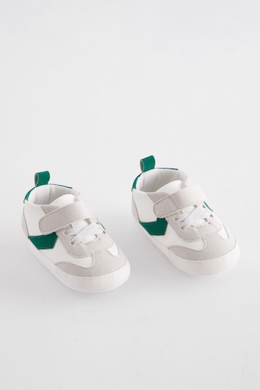 White/Green Baby Touch Fastening Chevron Trainers (0-24mths)