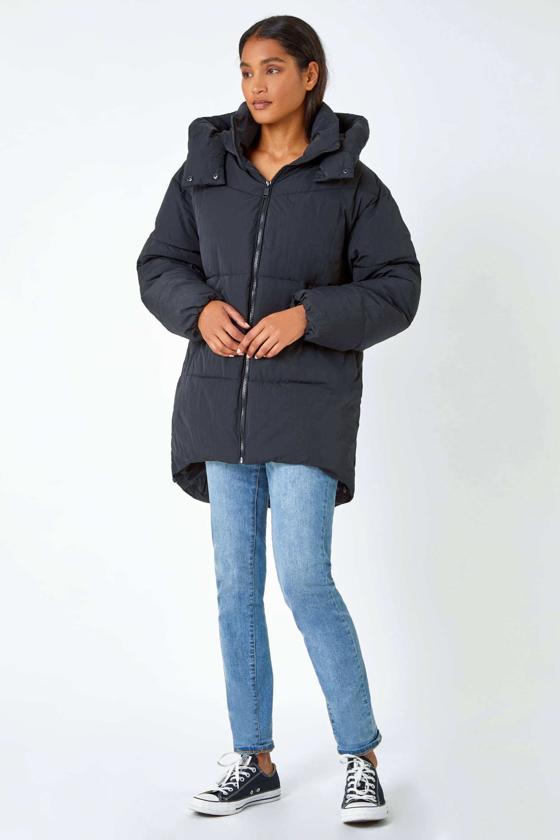 Buy Roman Black Oversized Padded Coat with Hood from the Next UK