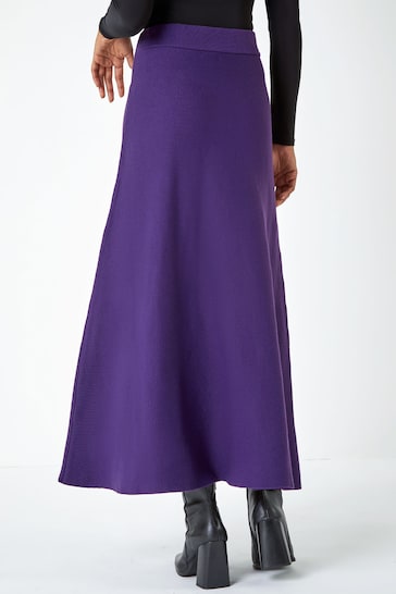 Roman Purple Plain Knitted Maxi Skirt