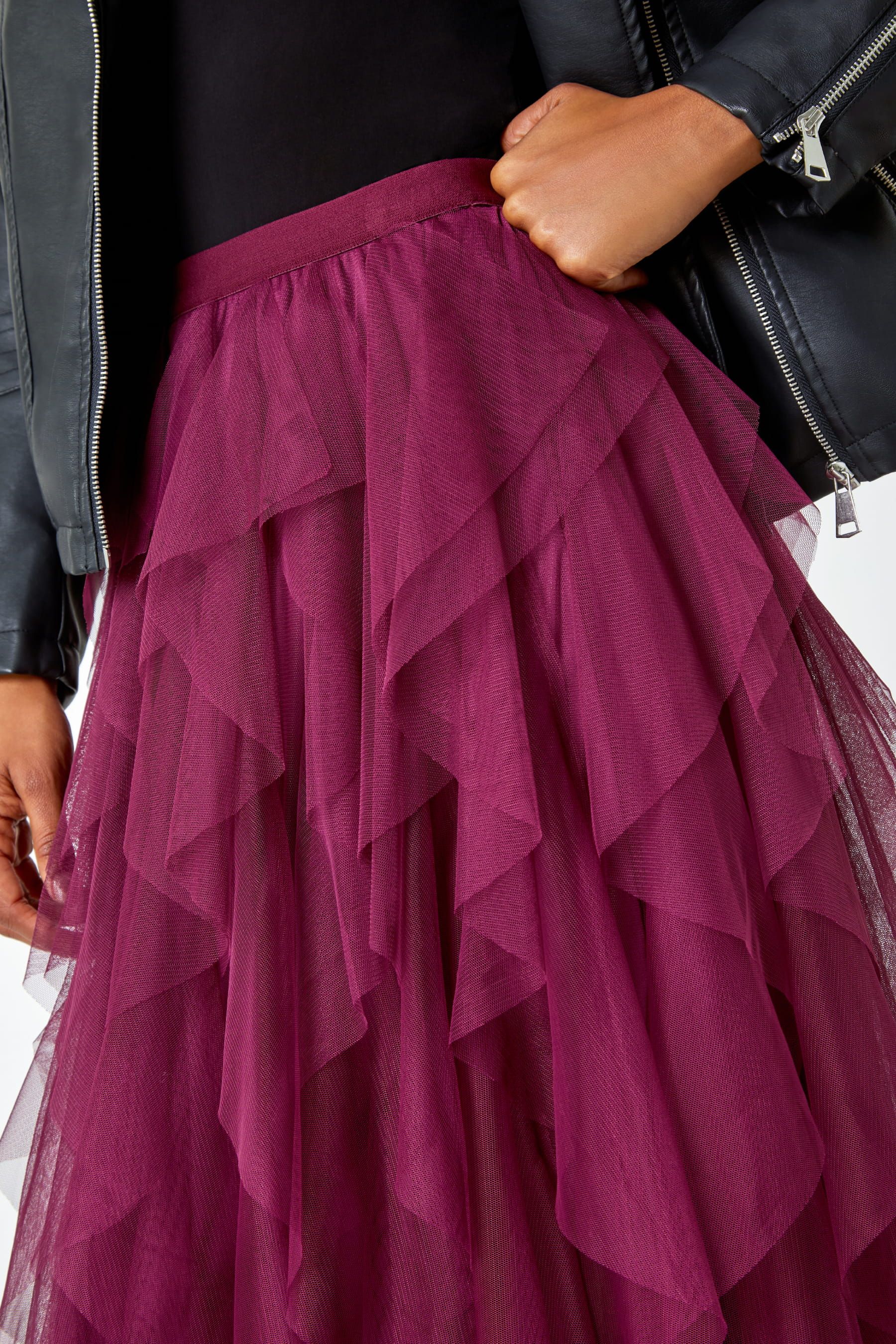 Burgundy tulle skirt uk shop