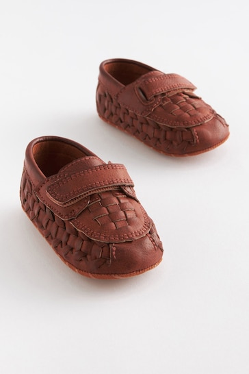 Tan Brown Woven Baby Loafers (0-24mths)