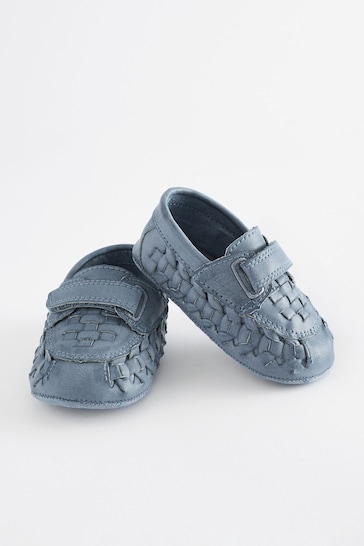 Blue Woven Baby Loafers (0-24mths)