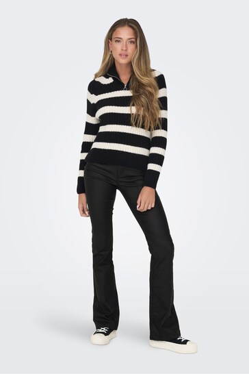 ONLY Black Coated Flared Blush Jeans