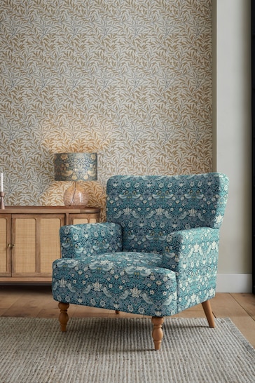 Clarke & Clarke William Morris Strawberry Thief Teal Aurelio Accent Chair