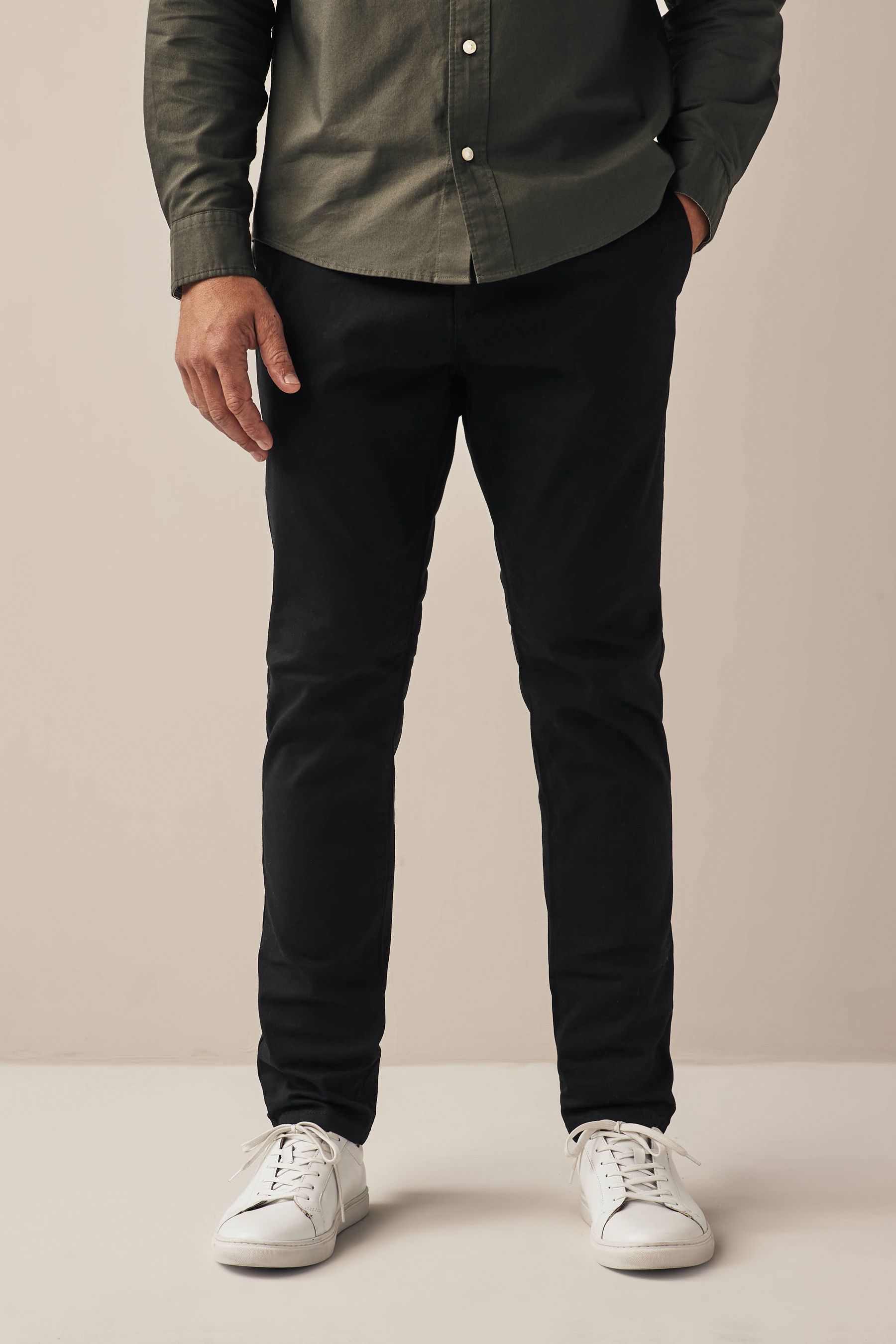 Buy Black Skinny Stretch Chino Trousers 2 Pack from the Next UK