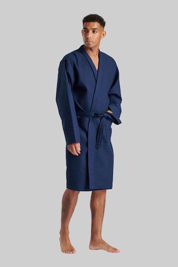 Loungeable Blue Mens Waffle Robe