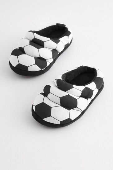 Black/White Fotball Slipper Mules