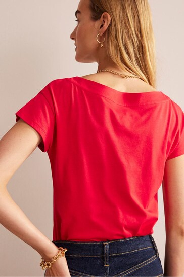 Boden Red Supersoft Boat Neck T-Shirt