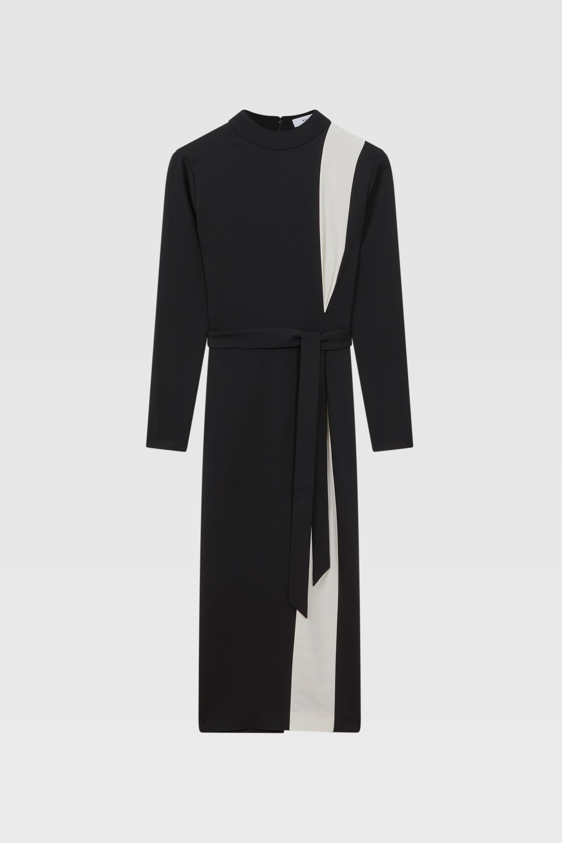 Black dress with white stripes on bottom cheap