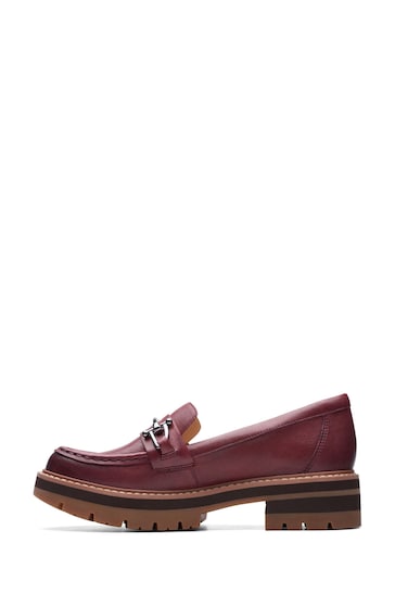 Clarks Red Leather Orianna Bit Loafer Shoes