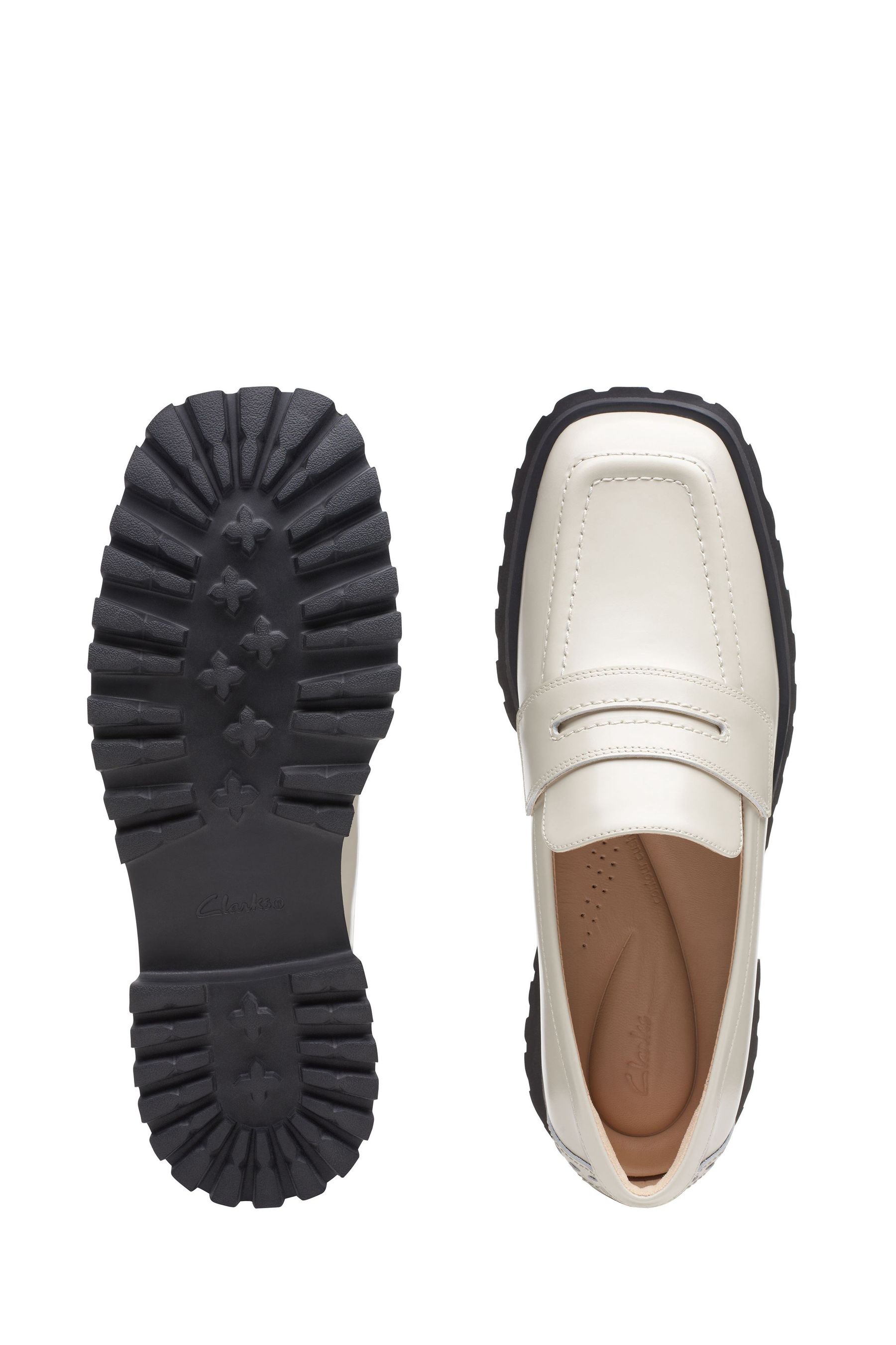 Buy Clarks Cream Leather Stayso Edge Shoes from the Next UK online