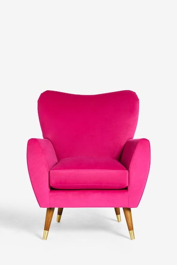 Soft Velvet Fuchsia Pink Wilson II Highback Armchair
