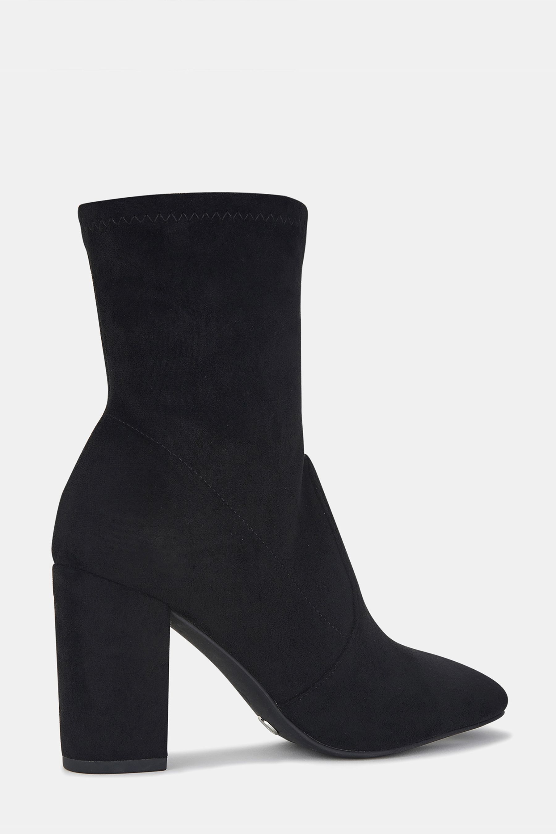 Novo Black Regular Fit Kellan Block Heel Sock Ankle Boots