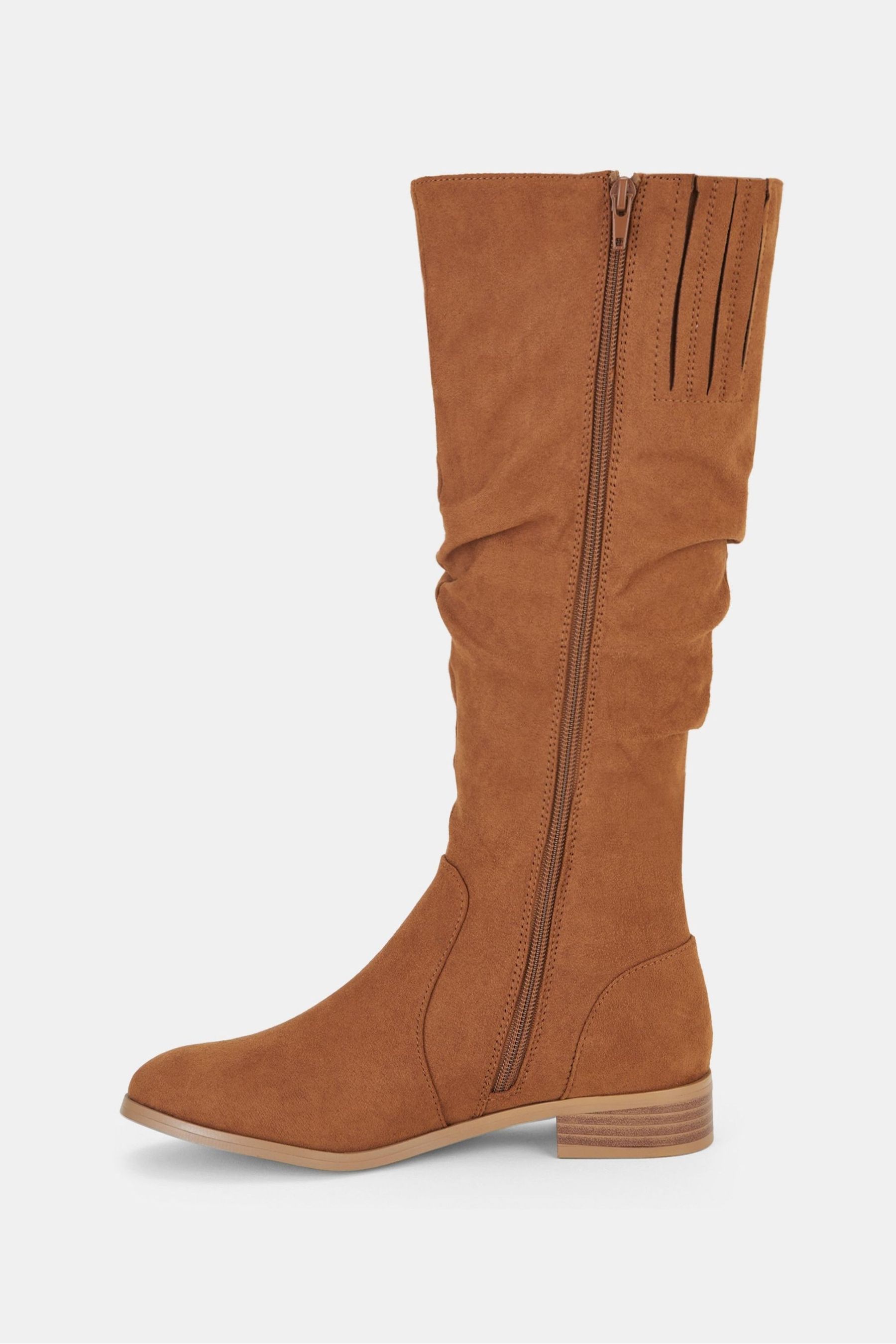 Buy Novo Brown Josslyn Ruched Knee High Flat Boots from the Next